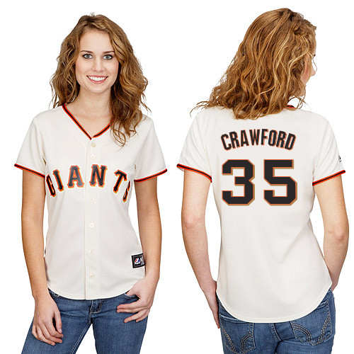 Brandon Crawford #35 mlb Jersey-San Francisco Giants Women's Authentic Home White Cool Base Baseball Jersey